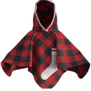 Pook Pookie Toddler Poncho Red Buffalo Plaid Hooded Fleece One Size 0-4T